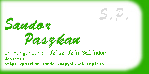 sandor paszkan business card